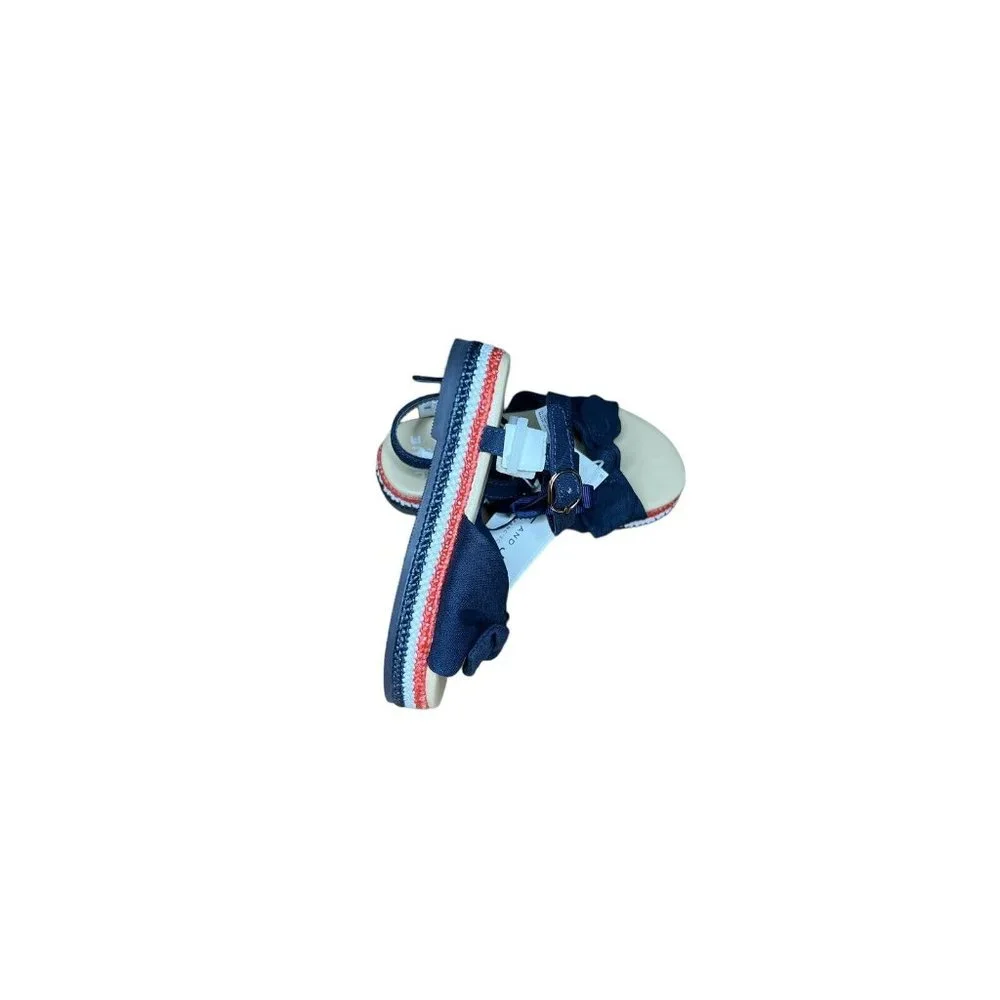 NWT Janie And Jack Toddler Girls Navy/White/Coral Sandals Size 7 ($56)